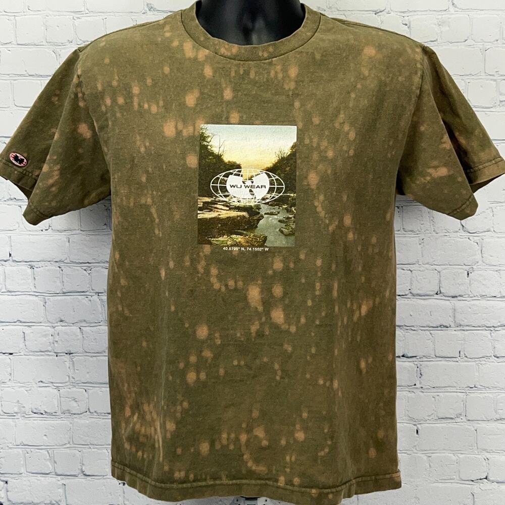 Wu Wear Wu-Tang Clan Staten Island NYC T Shirt M Medium Hip Hop Bleach Dye Green